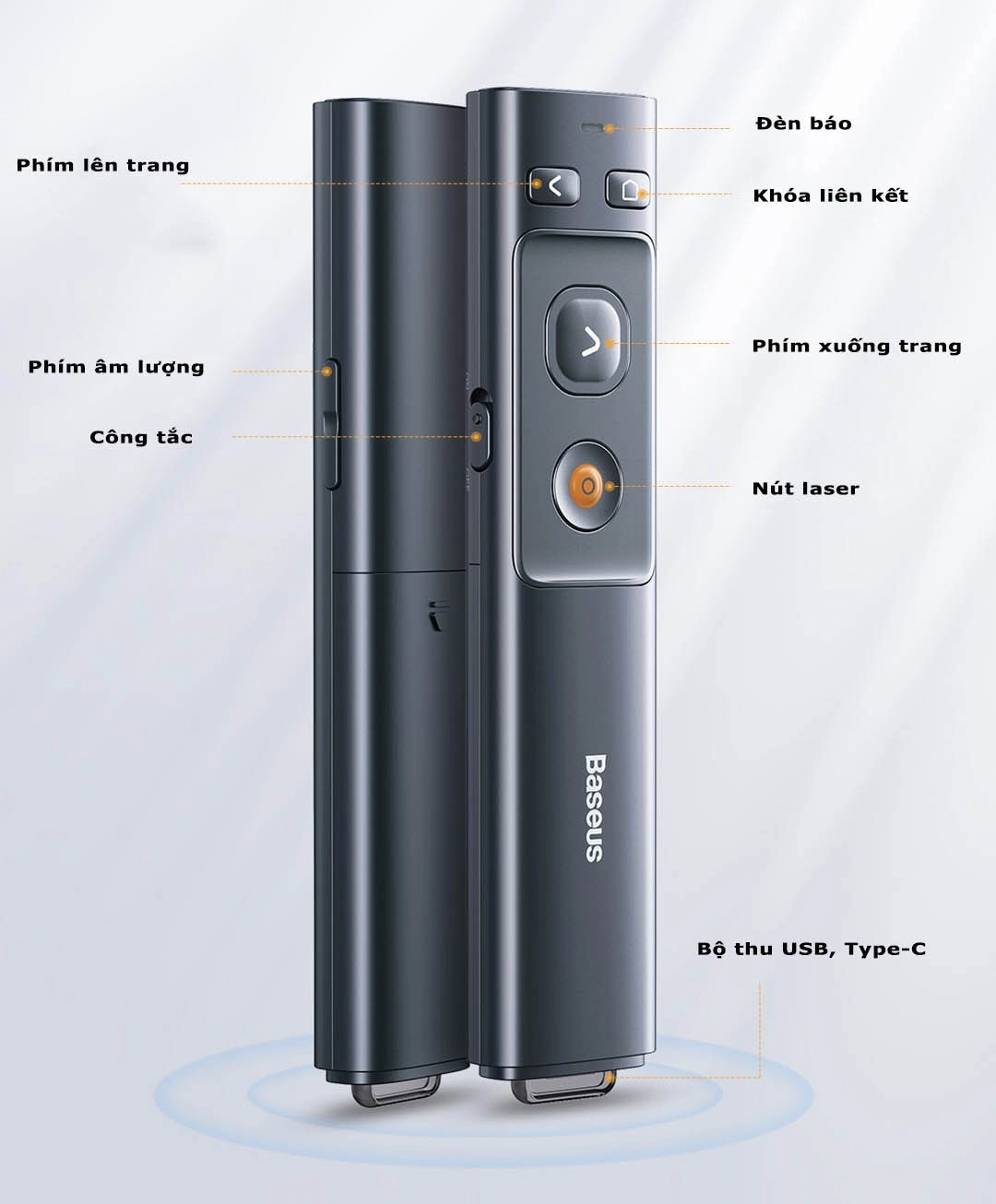 Bút trình chiếu laser Baseus Orange Dot Wireless Presenter